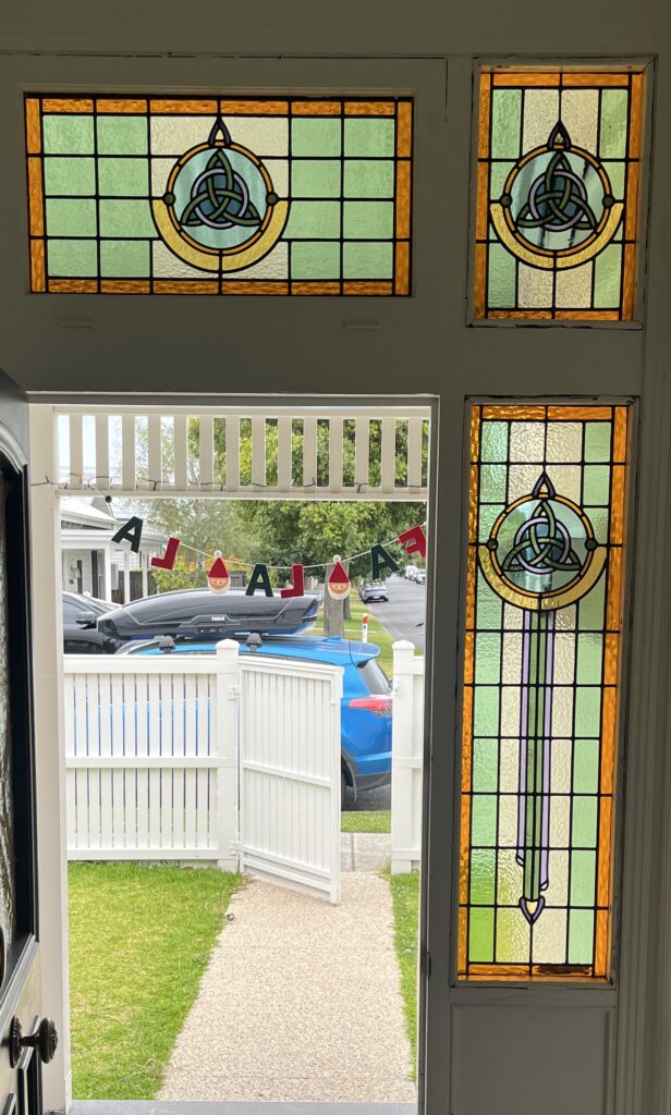 Traditional leadlight windows. 