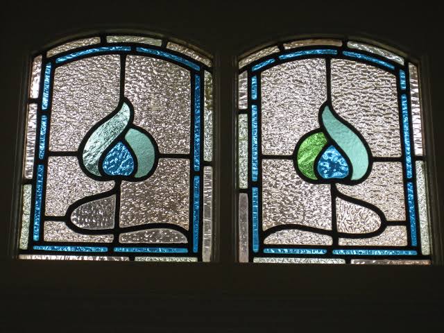 Traditional leadlight windows.