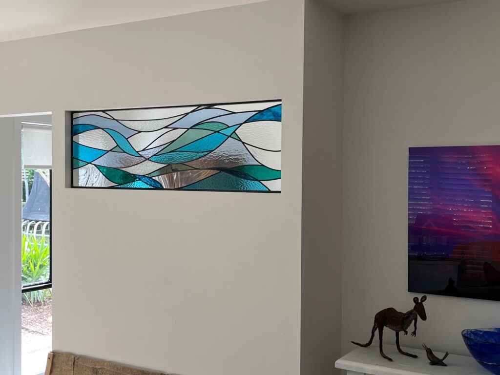 Ocean theme stained glass internal window