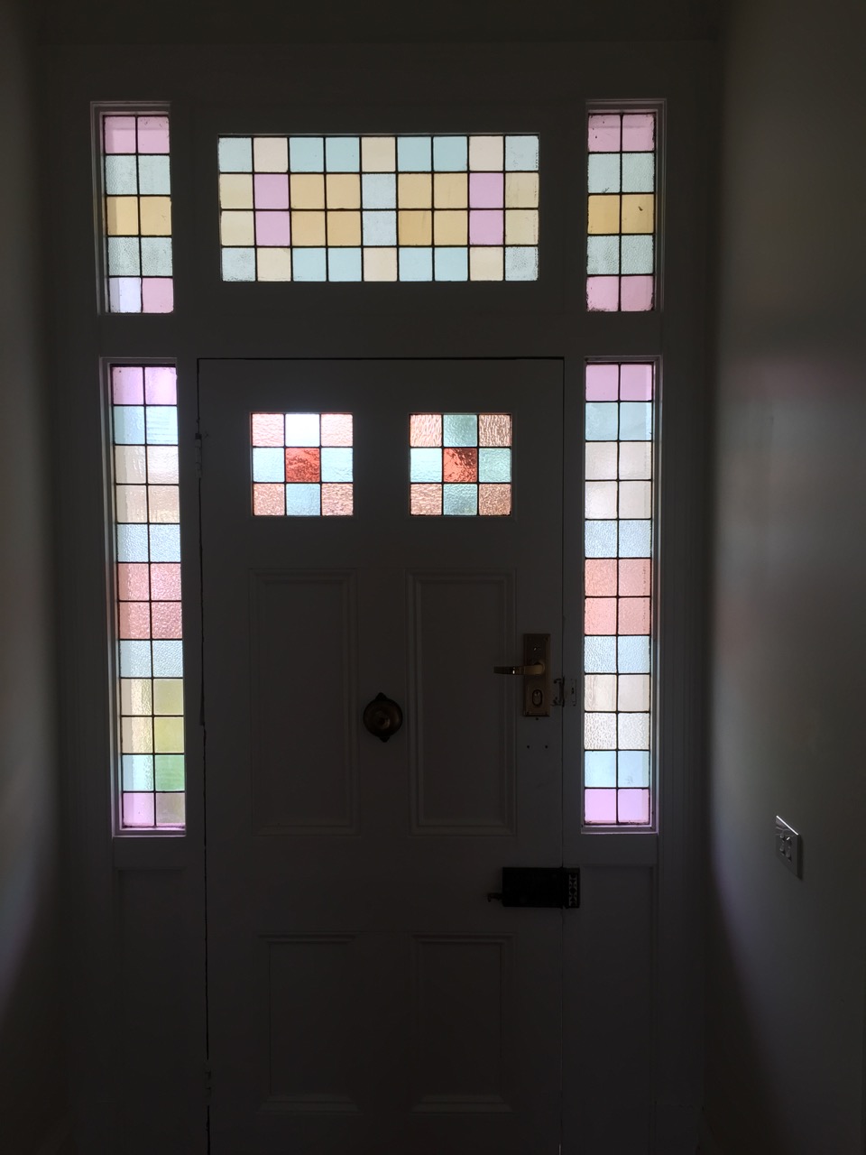 Traditional leadlight windows.