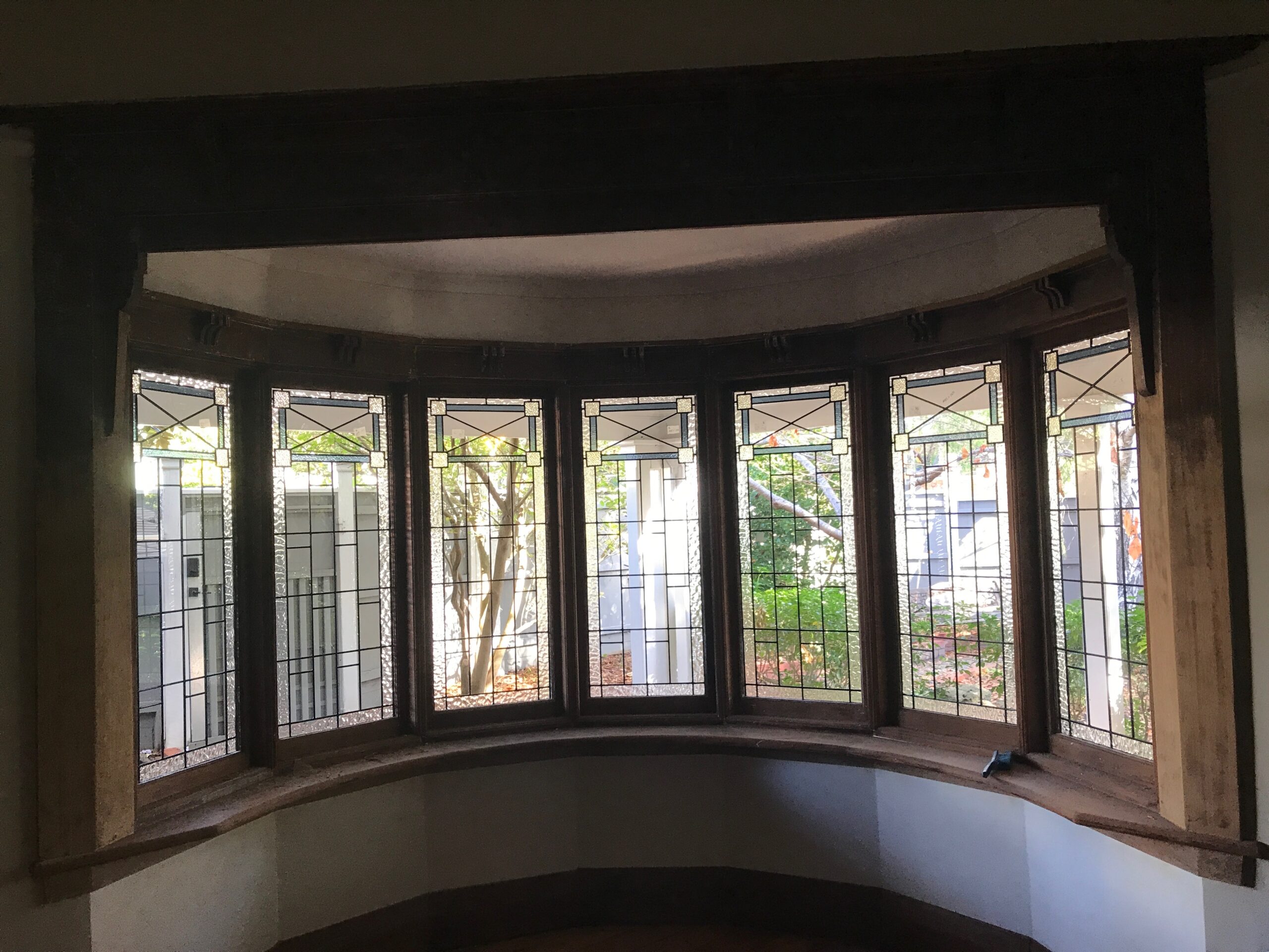 7 panel rounded bay window leadlights