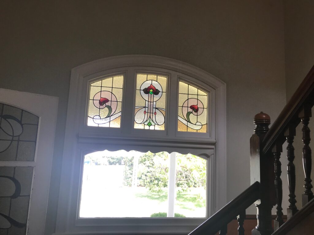 Traditional leadlight windows.