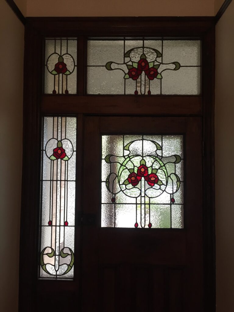 Traditional leadlight windows.