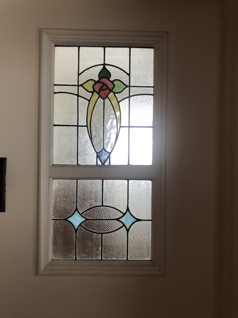 Traditional leadlight windows.