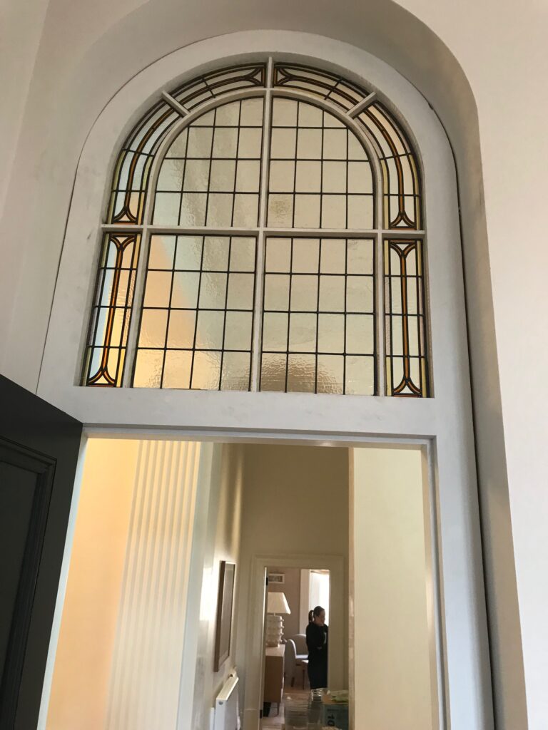 Large top light leaded glass