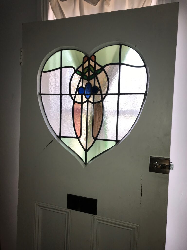 Traditional leadlight windows.