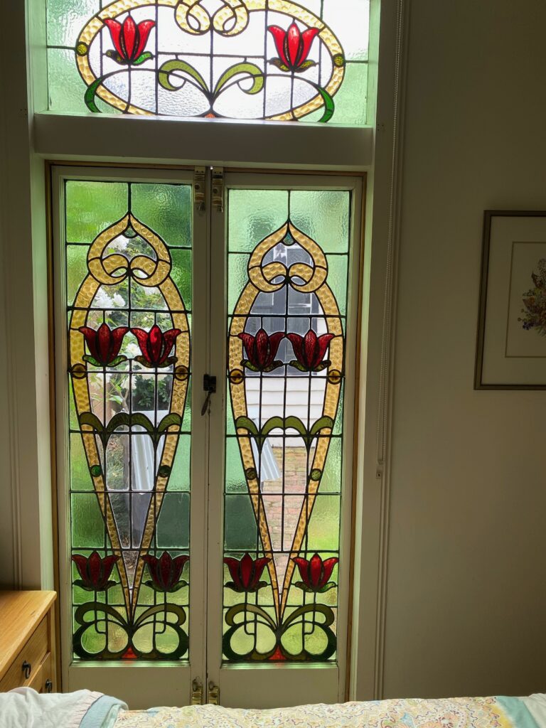 Traditional leadlight windows.