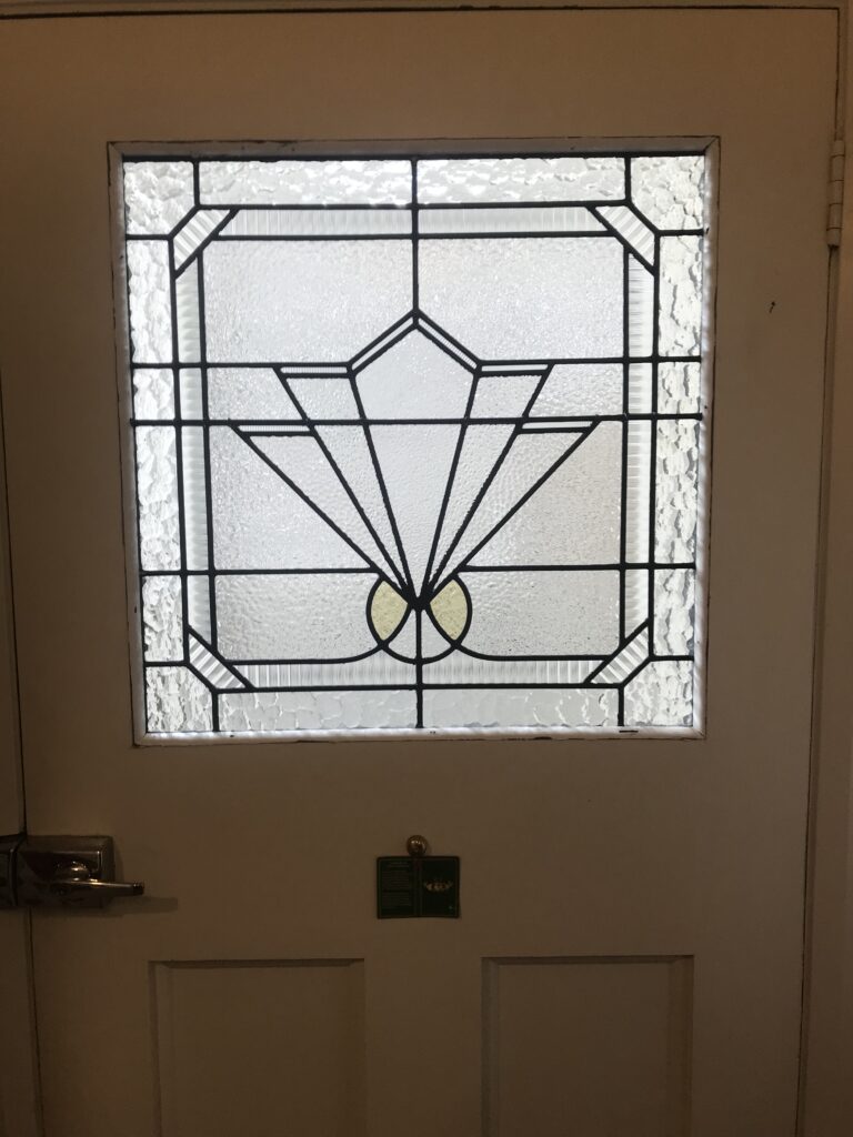 Traditional art deco leadlight window.