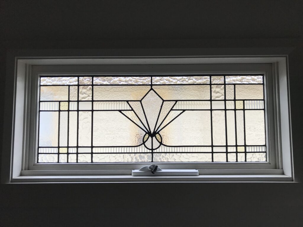 Traditional art deco leadlight window.