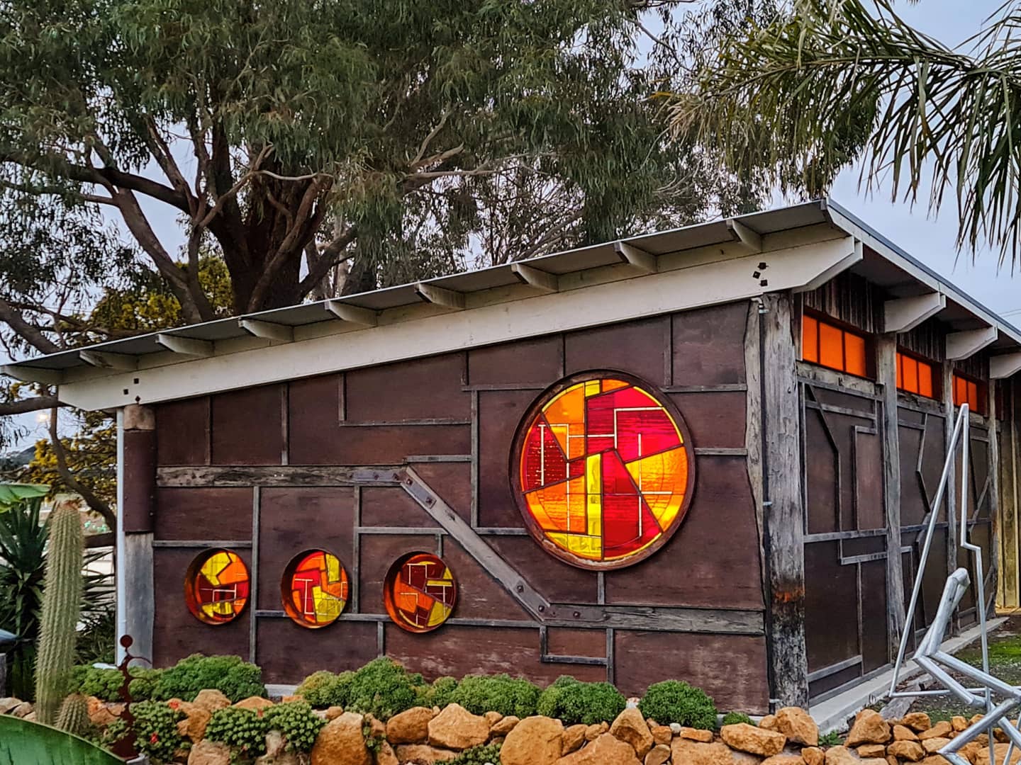 Contemporary leadlight windows.