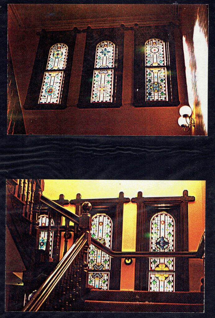 Traditional stained glass windows.