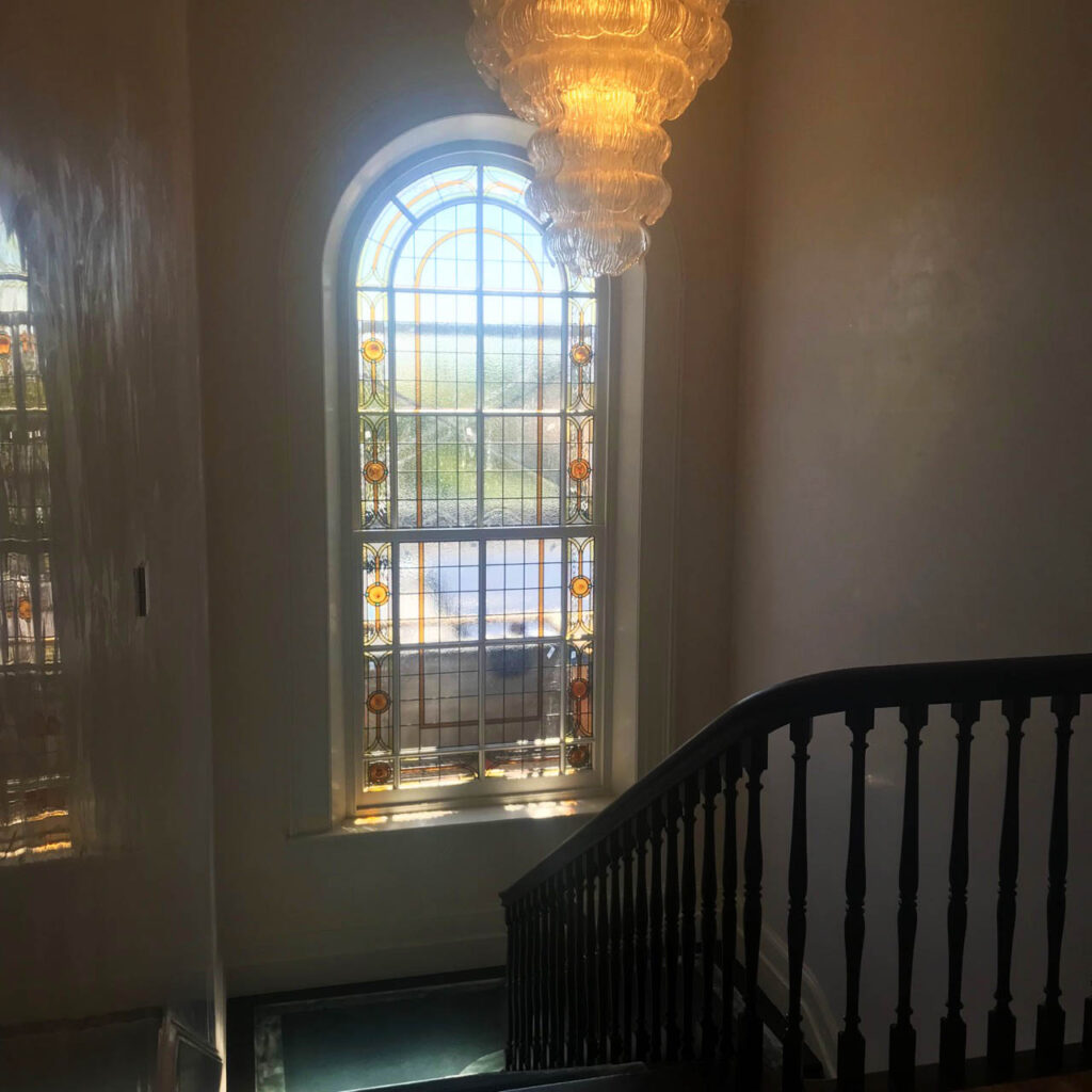 Traditional leadlight windows.