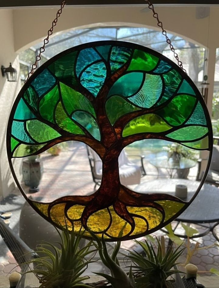Tree leadlight panel.